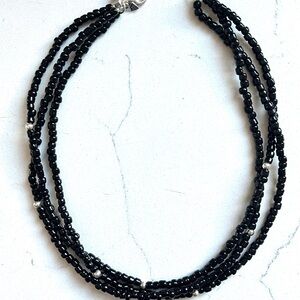 Silpada Black Glass Beads & 925 Sterling Silver 16-18 inch Necklace. Never worn